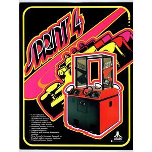 Sprint 4 Vintage Video Arcade Game Flyer 1977 Original Retro Driving 8.5" x 11"